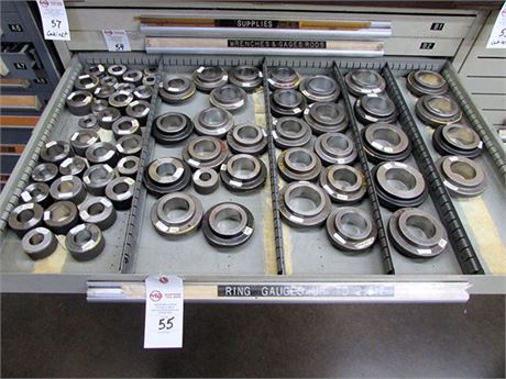 Assorted Ring Gages in 5 Cabinet Drawers