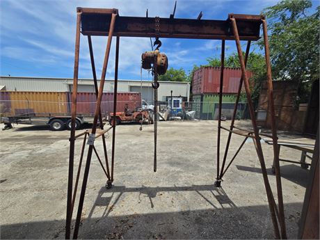 8ft x 5ft x 10ft H A-Frame Crane with 1-Ton Budgit Hoist