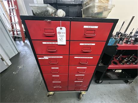 14 DRAWER TOOL CHEST ON CASTERS W/ MISC FIXTURES