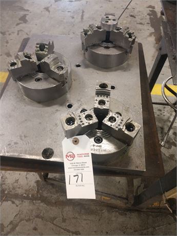 Fixture plate for VMC with 3 6” diameters 3-jaw chucks