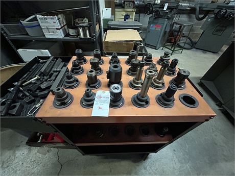 3 Tier Rolling Tool Holder Rack w/ Assorted Holder and Tooling