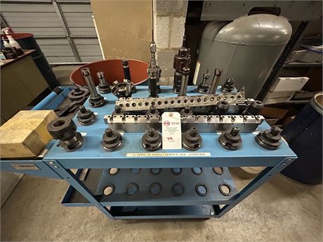 3 Tier Rolling Tool Holder Rack w/ Assorted Holder and Tooling