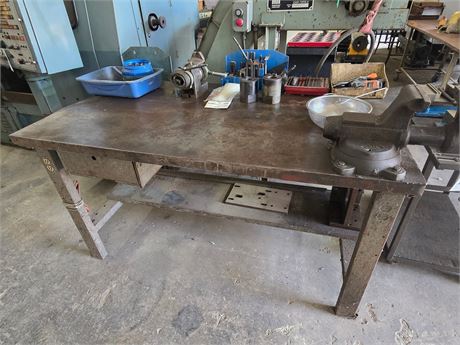 Steel 64" x 30" Table with Contents