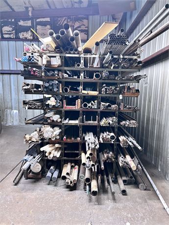 Heavy-Duty Steel Rack with Large Assortment of Raw Material