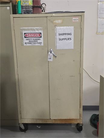 36" x 24" x 66" H Rolling 2-Door Steel Cabinet with Contents