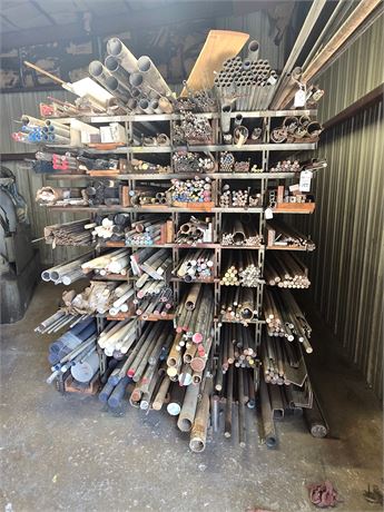 Heavy-Duty Steel Rack with Large Assortment of Raw Material