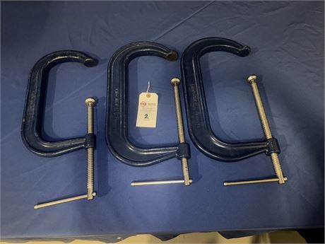 Lot of (3) Assorted Large C-Clamps