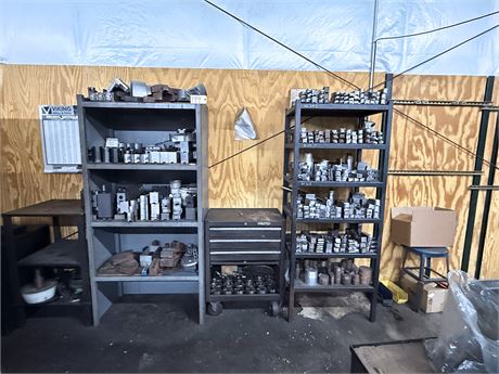 (1) Lot of (3) Various Size Storage Racks with Contents
