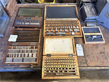 Assorted Lot of  (4) Precision Gage Block Sets and (1) Depth Gage