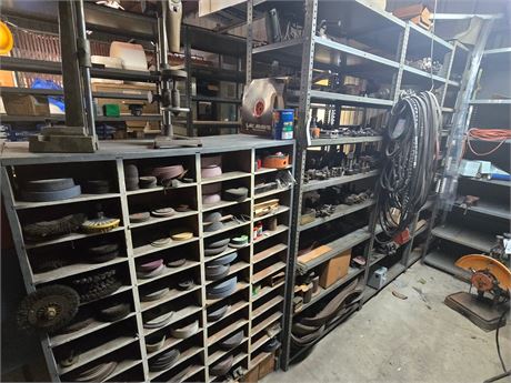 (5) Steel Shelves with Contents