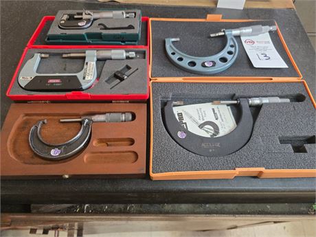Lot of (6) Assorted Size and Type Outside Micrometers