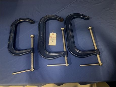 Lot of (3) Assorted Large C-Clamps
