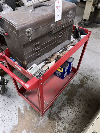 Craftsman Tool Chest on 4 Wheel Rolling Cart & Contents