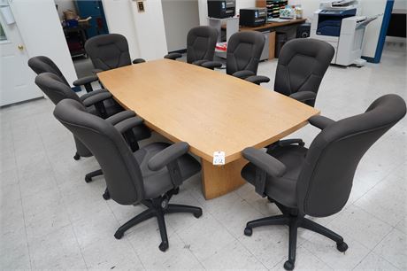 CONFERENCE TABLE AND (8) ROLLING CHAIRS