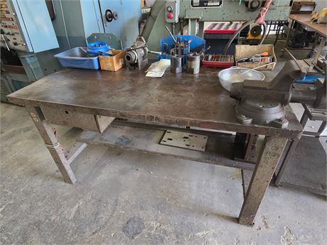 Steel 64" x 30" Table with Contents
