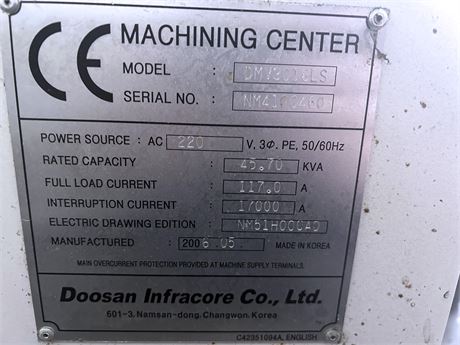 DOOSAN DMV 3016LS W/ FANUC Oi-MC CNC CONTROL