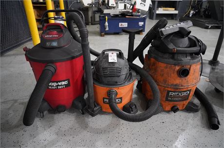 Ridgid/ Shop Vacs (3) Industrial Vacuum Cleaners