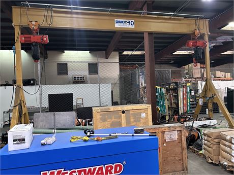 SPANCO Portable 10 Ton A‑Frame Gantry Crane with Dual Electric Chain Hoists (202