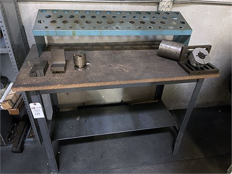 Particle Board Top Steel Workshop Table w/ Contents