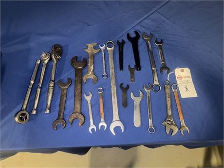 Lot of Assorted Wrenches and Socket Wrench