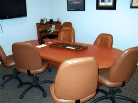 Executive Office, Desk, Chairs, Bookcase