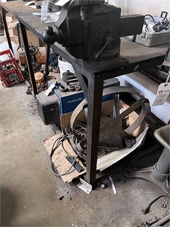 Metal Shop Table with Vise