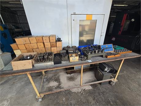104" x 24" Rolling Steel Table with Contents