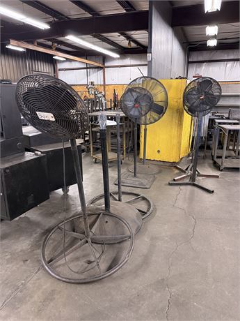 (1) Lot of (5)  Shop Fans w/ (2) Fan Stands