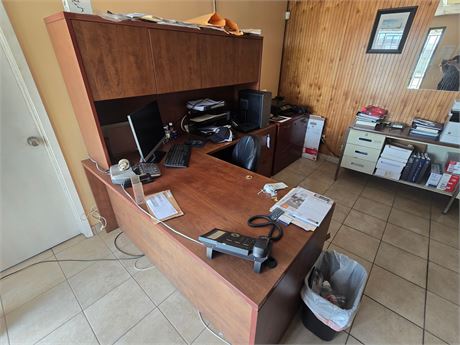 Desk with 2-Drawer Cabinet and Book Shelf